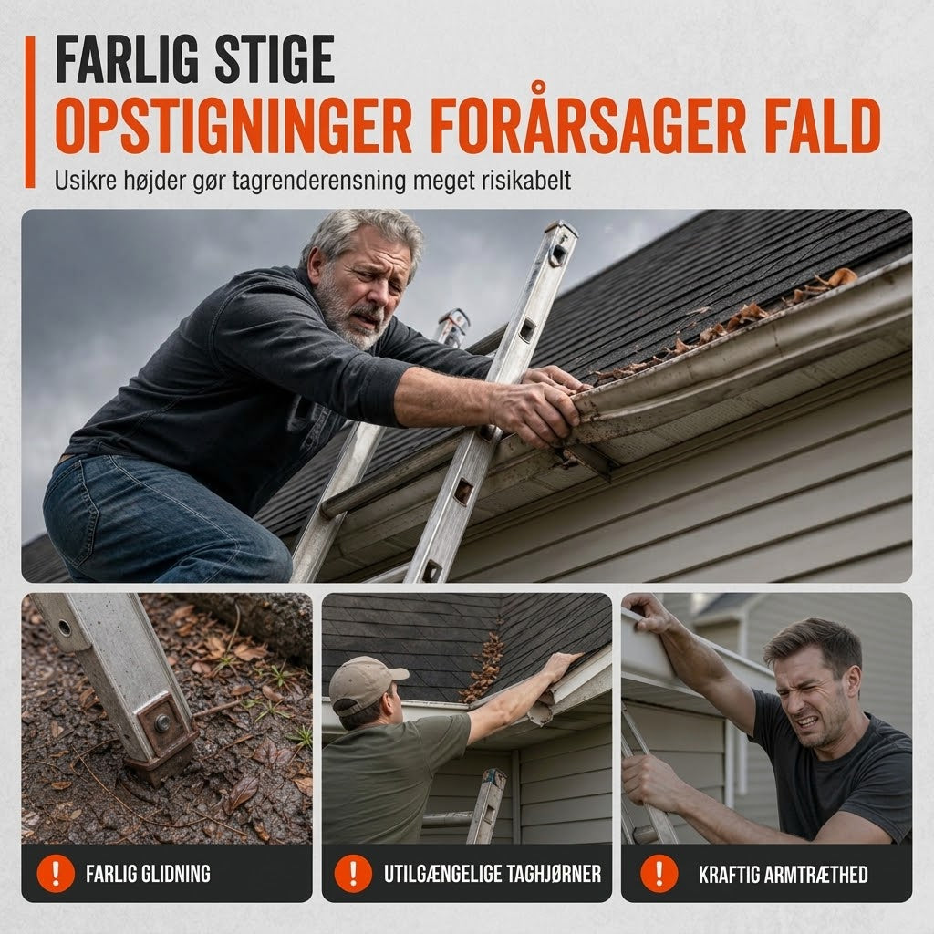 Tagrende-renseværktøj uden stige til nem og sikker rensning af tagrender