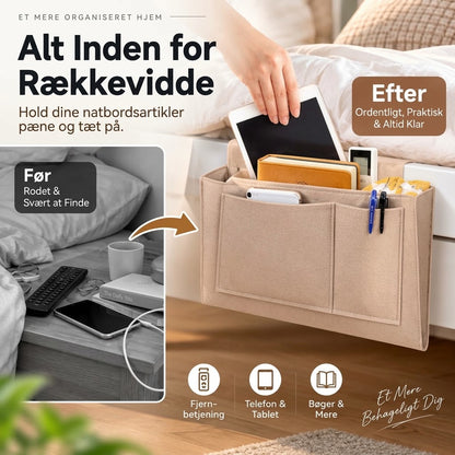 Praktisk Sengelomme i Filt – Sengeorganizer Uden Montering