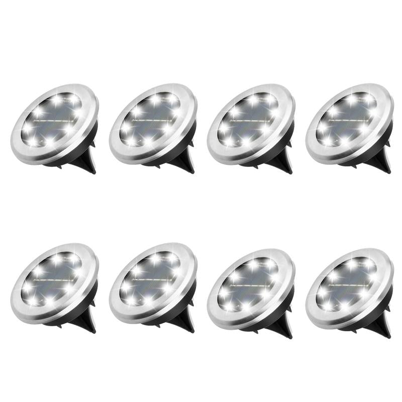 Udendørs solcellelampe i rustfrit stål med 8 LED
