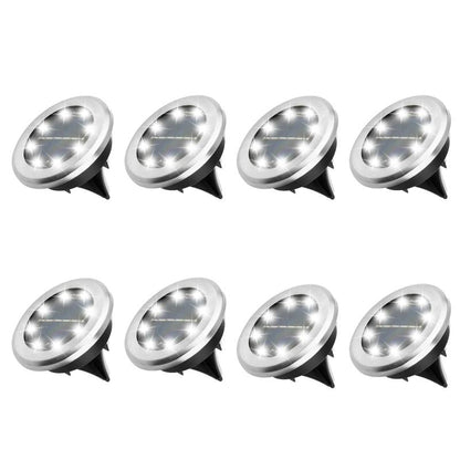 Udendørs solcellelampe i rustfrit stål med 8 LED