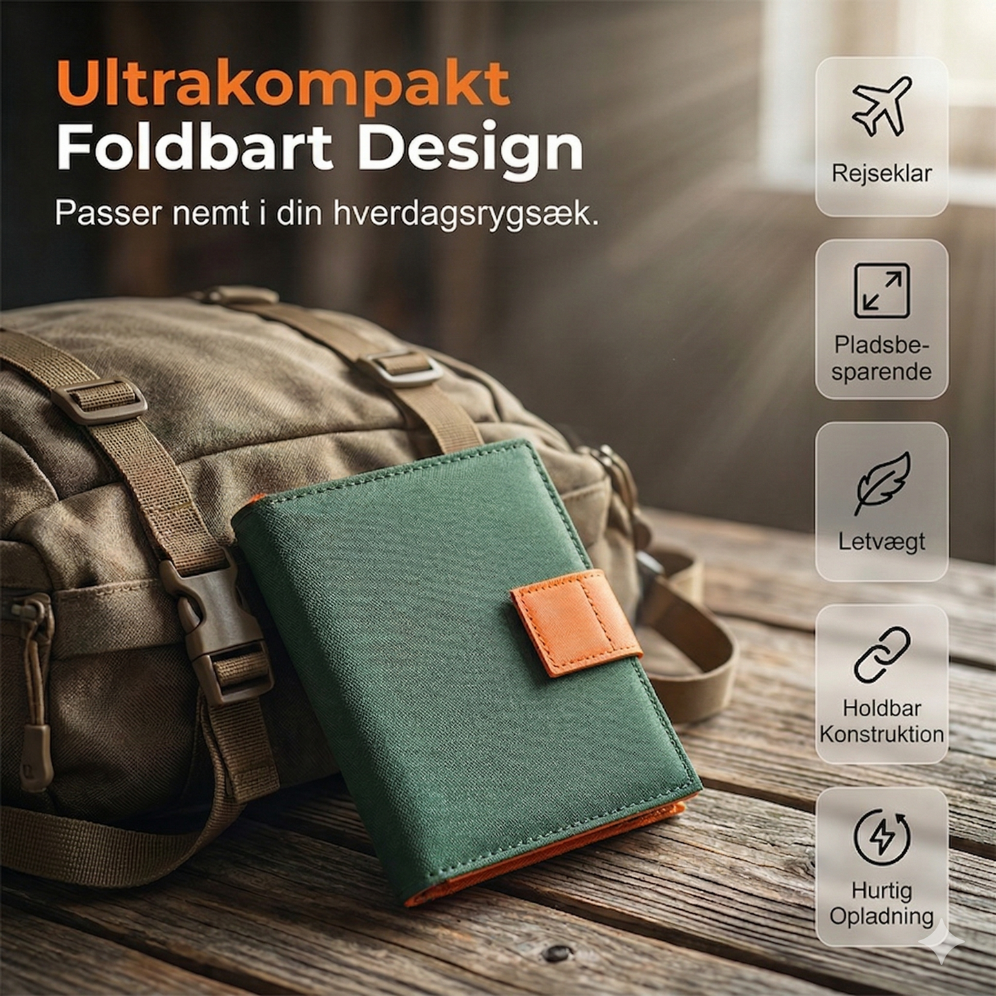 Foldbart Bærbart Solcellepanel med USB – Kompakt Oplader til Outdoor