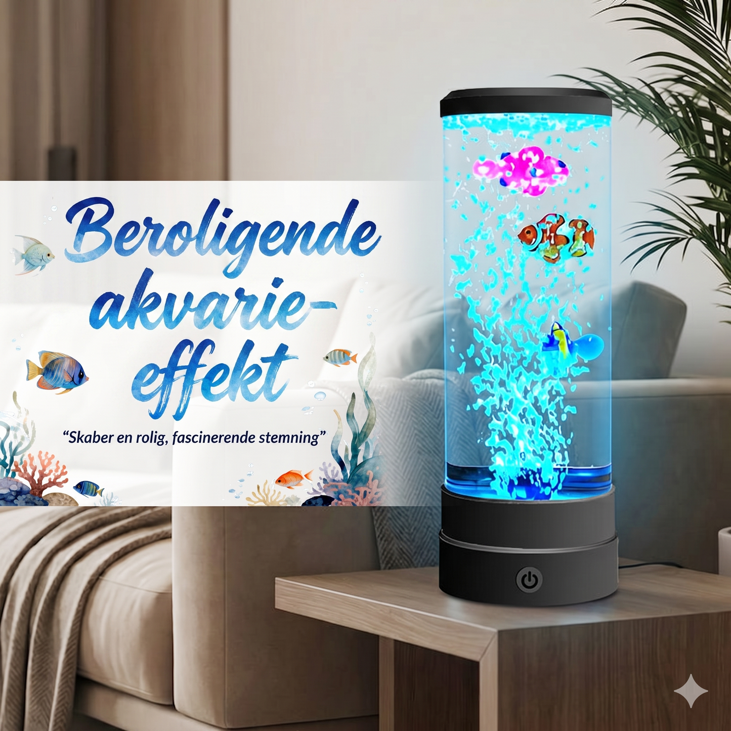 Afslappende LED Akvarie-Boblelampe med Fjernbetjening