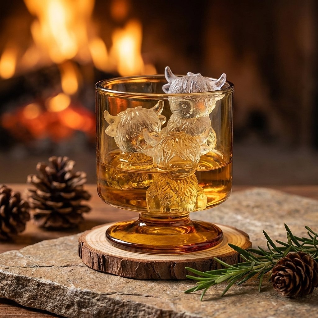 Mini Highland Cow isterningbakke – Sød 3D-is til drinks, fester og gaver