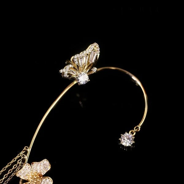 Enkle klipsøreringe med sommerfugle- og blomstermotiver og kvaster – elegante og komfortable, ingen ørepiercing nødvendig.