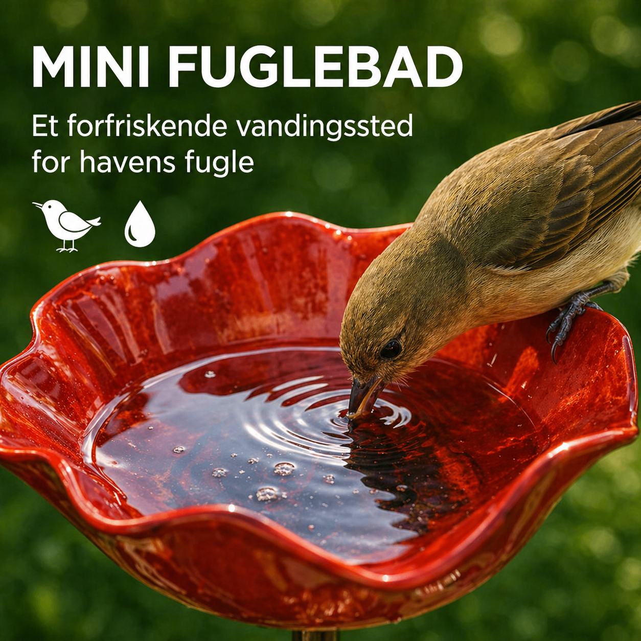 2-i-1 Metalblomst og Fuglebad: Dekorativ Vandstation til Haven