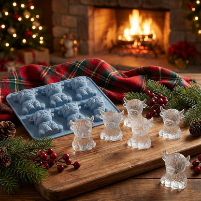 Mini Highland Cow isterningbakke – Sød 3D-is til drinks, fester og gaver