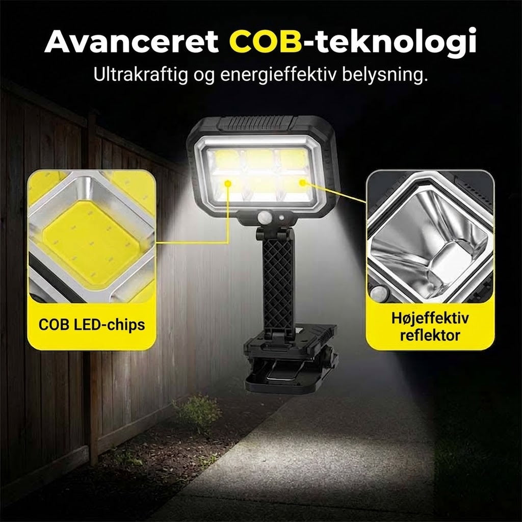 Smart Solcellelampe med Klemme & Sensor – Lys Hvor Som Helst Uden Værktøj