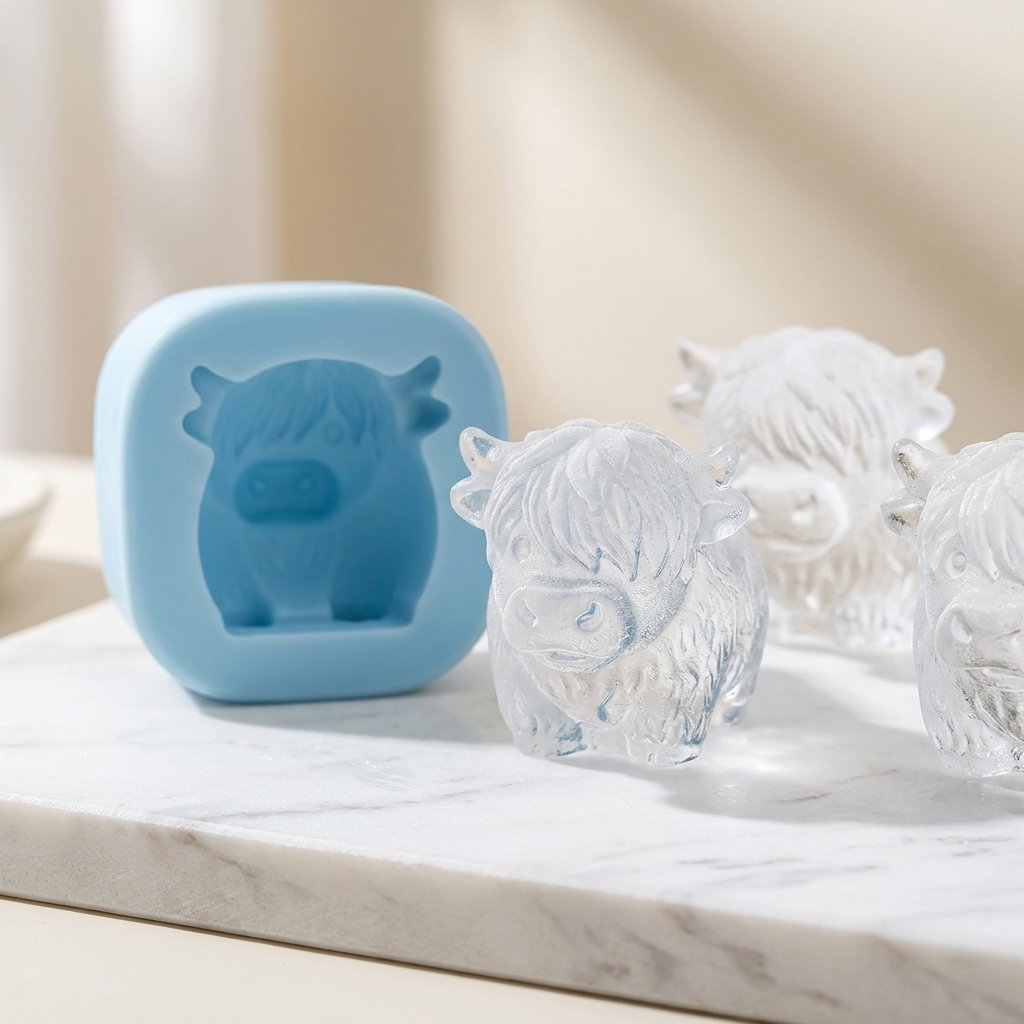 Mini Highland Cow isterningbakke – Sød 3D-is til drinks, fester og gaver