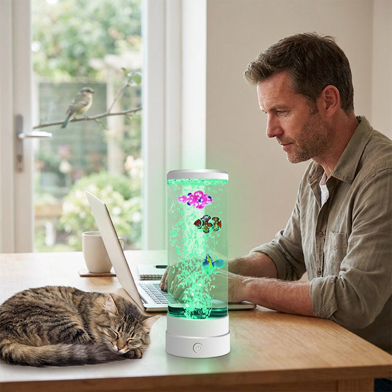 Afslappende LED Akvarie-Boblelampe med Fjernbetjening