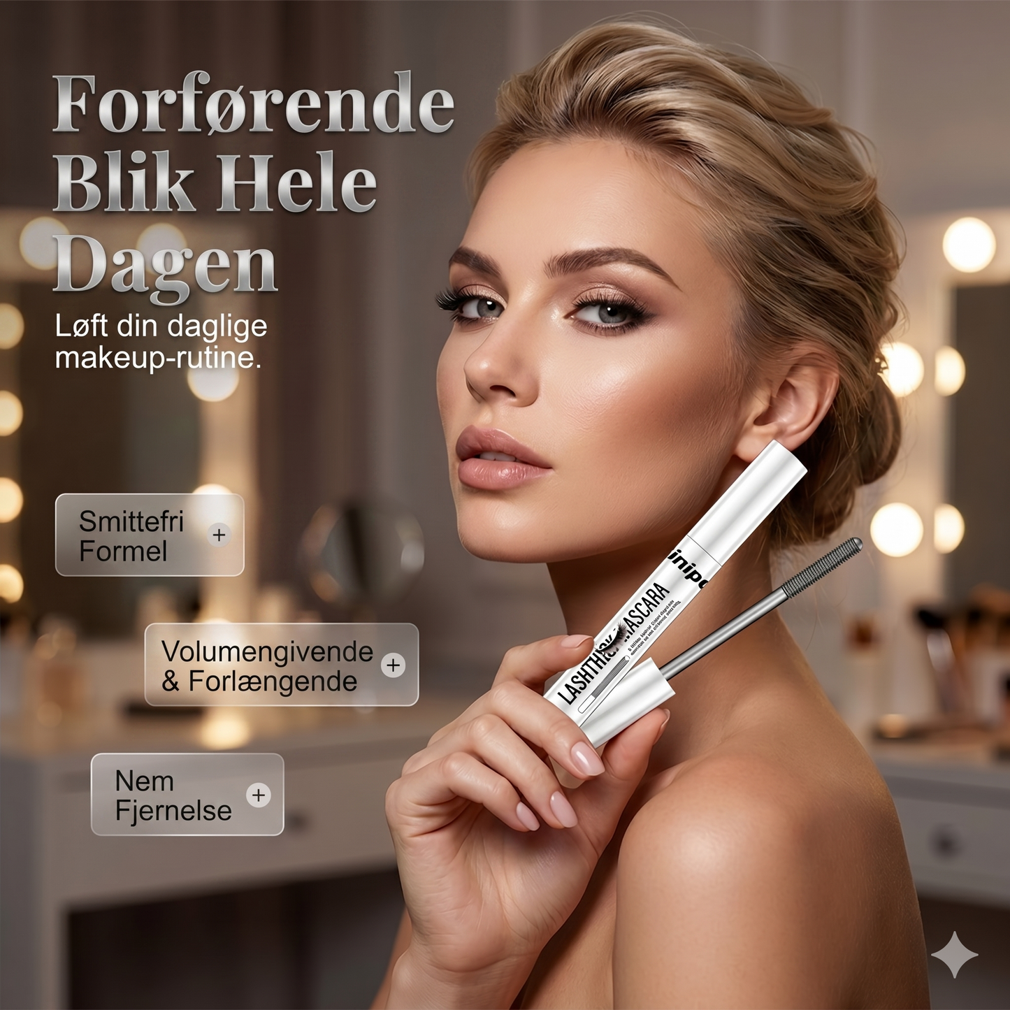 Vandfast Fibermascara med Metalbørste: Dramatisk Længde og 24-Timers Hold