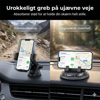 Stabil 360° Mobilholder til Bilen (Uden at Blokere Udsynet)