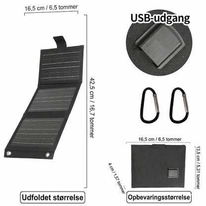 Foldbart Bærbart Solcellepanel med USB – Kompakt Oplader til Outdoor