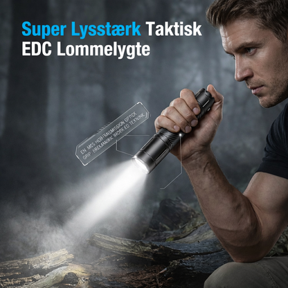 Genopladelig Taktisk EDC Lommelygte med Zoom – 3 Lystilstande og Enhåndsbetjening