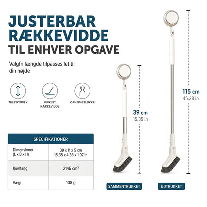 Multifunktionel Gulvskrubbe med Teleskopskaft – Nå Alle Hjørner Ubesværet