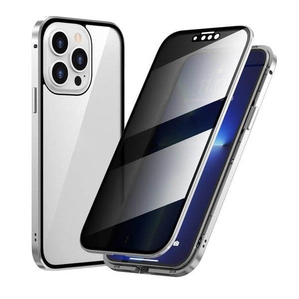 360° Privacy Mobilcover – Anti-Spy Hærdet Glas & Magnetisk Metalramme