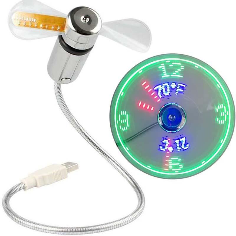 Fleksibel USB-Kontorventilator – Med Svævende Digitalt Ur og Termometer