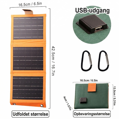 Foldbart Bærbart Solcellepanel med USB – Kompakt Oplader til Outdoor
