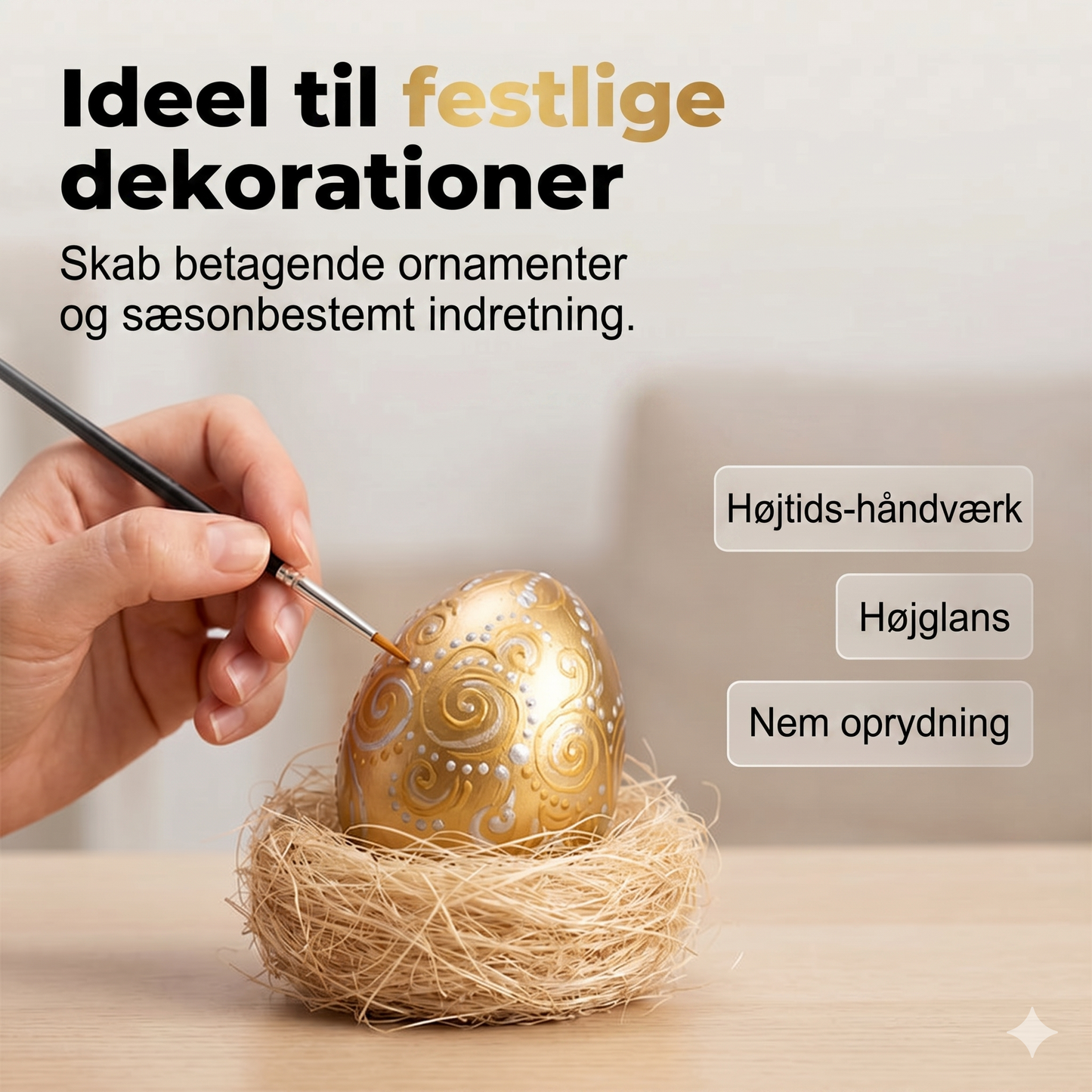 Vandbaseret Metallic Maling--Lugtfri Guld/Sølv