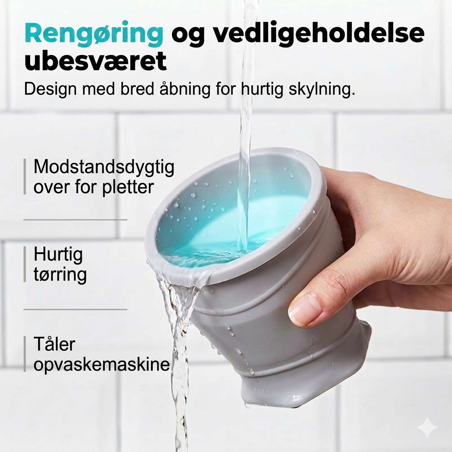 Sammenfoldeligt Silikone Rejsekrus med Låg – Lækagesikkert og BPA-frit