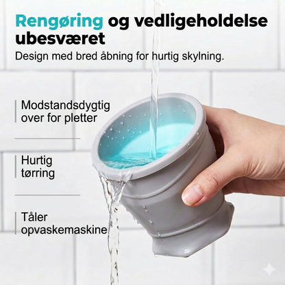Sammenfoldeligt Silikone Rejsekrus med Låg – Lækagesikkert og BPA-frit