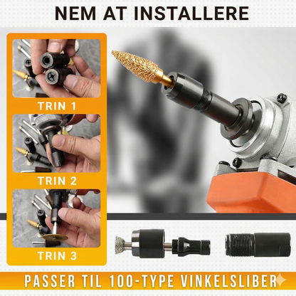 Modificeret Vinkelsliber-adapter – Forvandl til Ligesliber (M10/3mm/6mm)