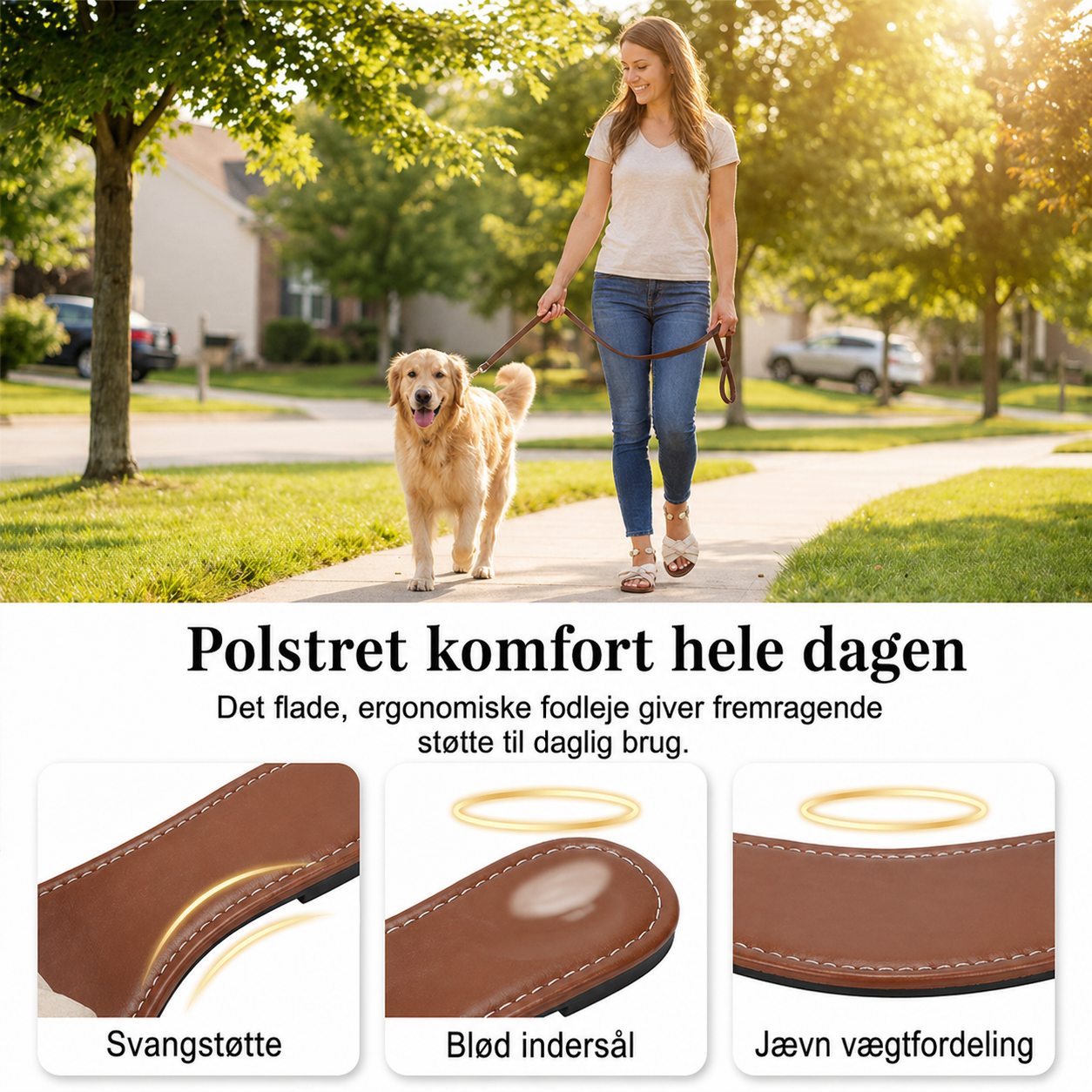 Elegante Roset-Sommersandaler: Flad Slip-On med Perledetalje