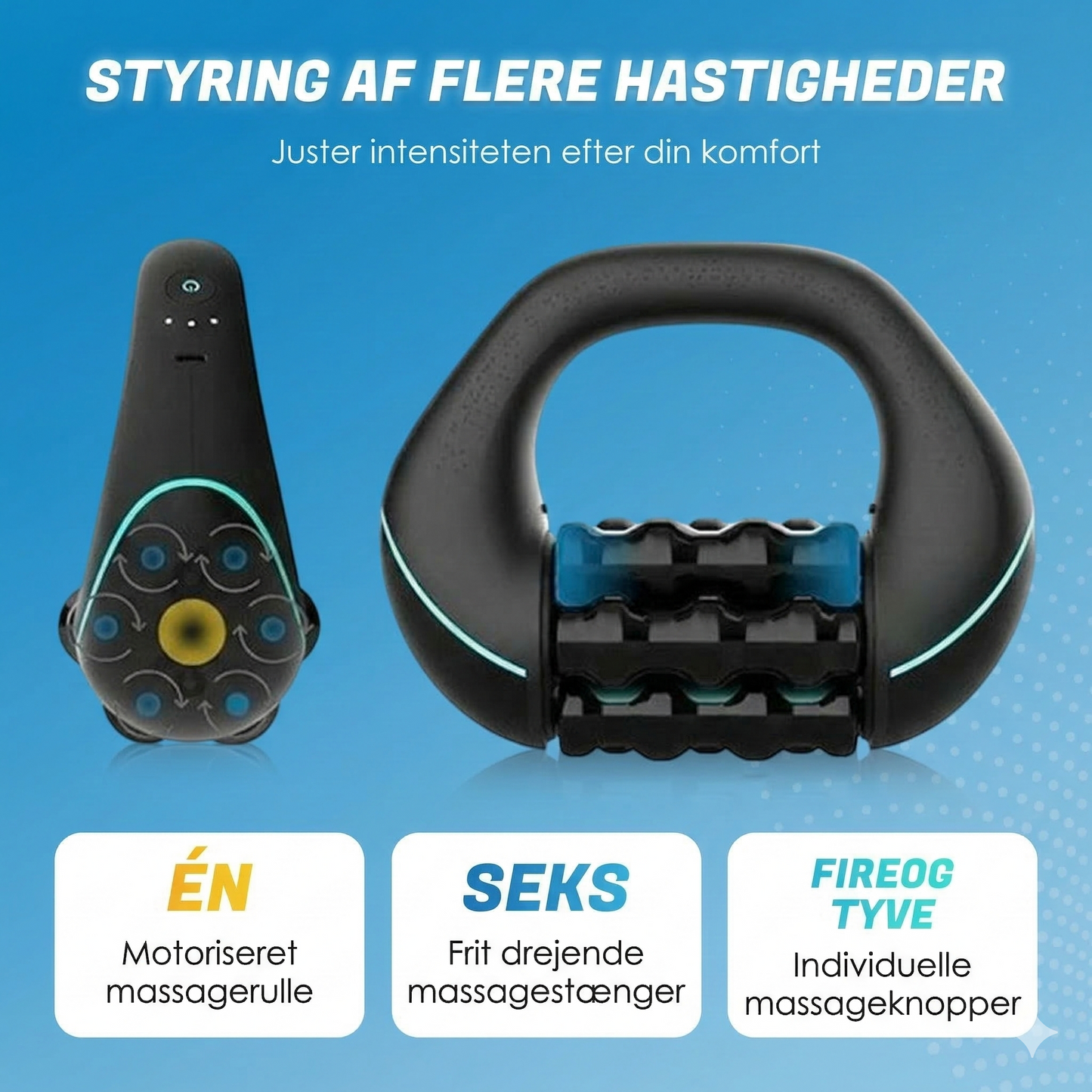 Elektrisk håndholdt massageapparat med ruller