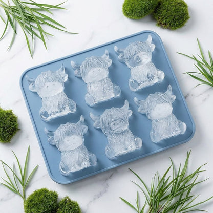 Mini Highland Cow isterningbakke – Sød 3D-is til drinks, fester og gaver