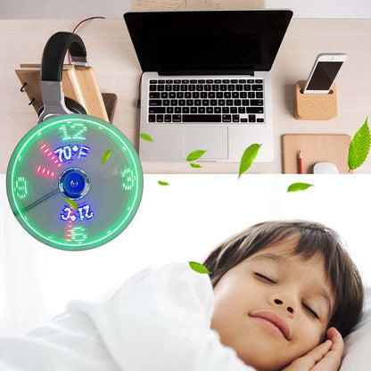 Fleksibel USB-Kontorventilator – Med Svævende Digitalt Ur og Termometer