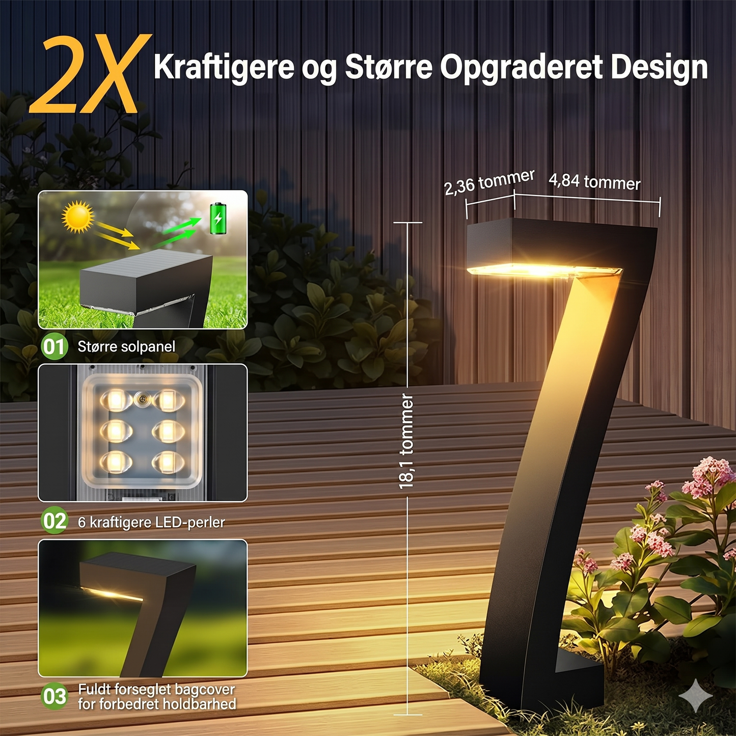 Moderne 7-Formet Solcellelampe til Have (IP65)