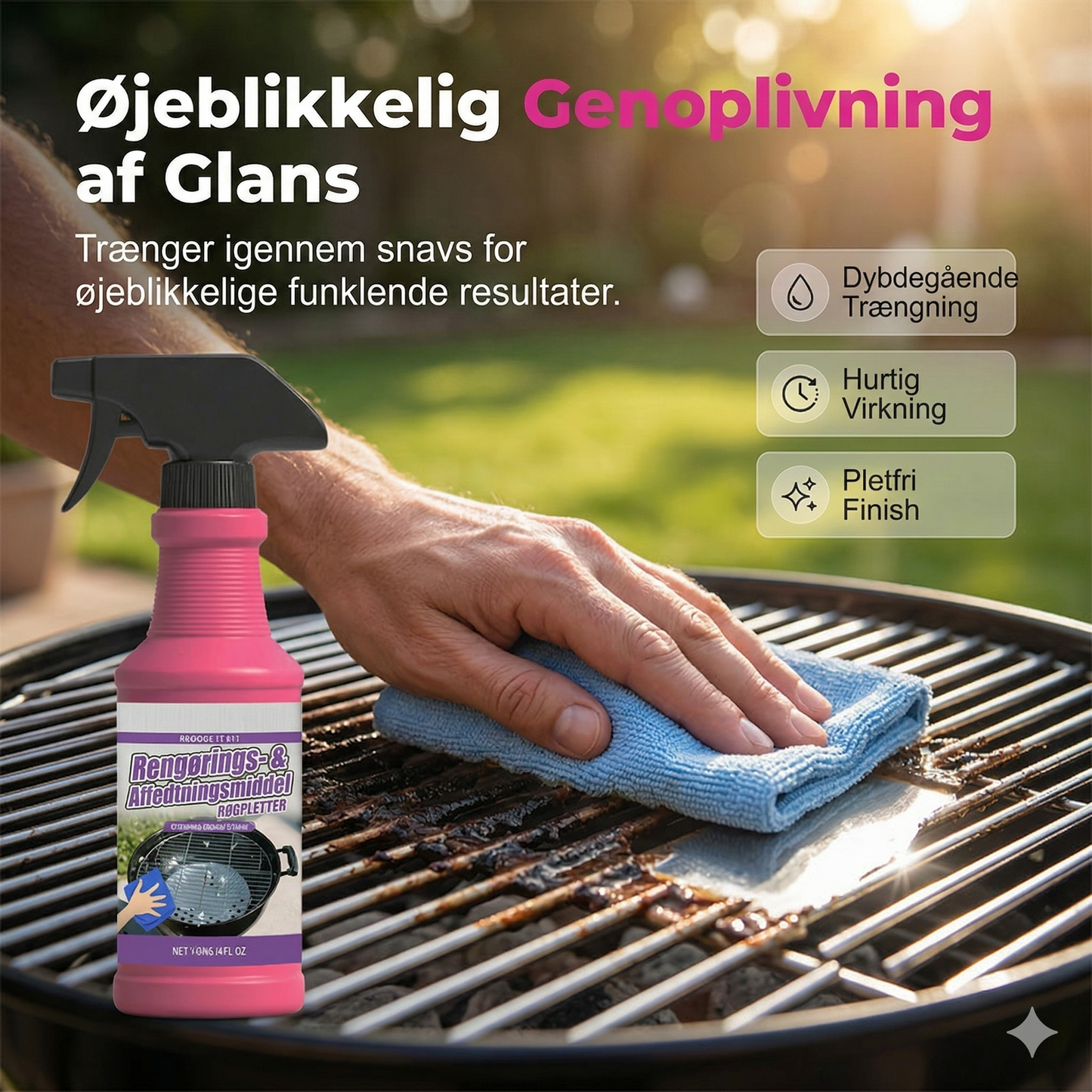 Kraftfuld Grillaffedter Spray – Fjerner Effektivt Fastbrændt Fedt og Snavs