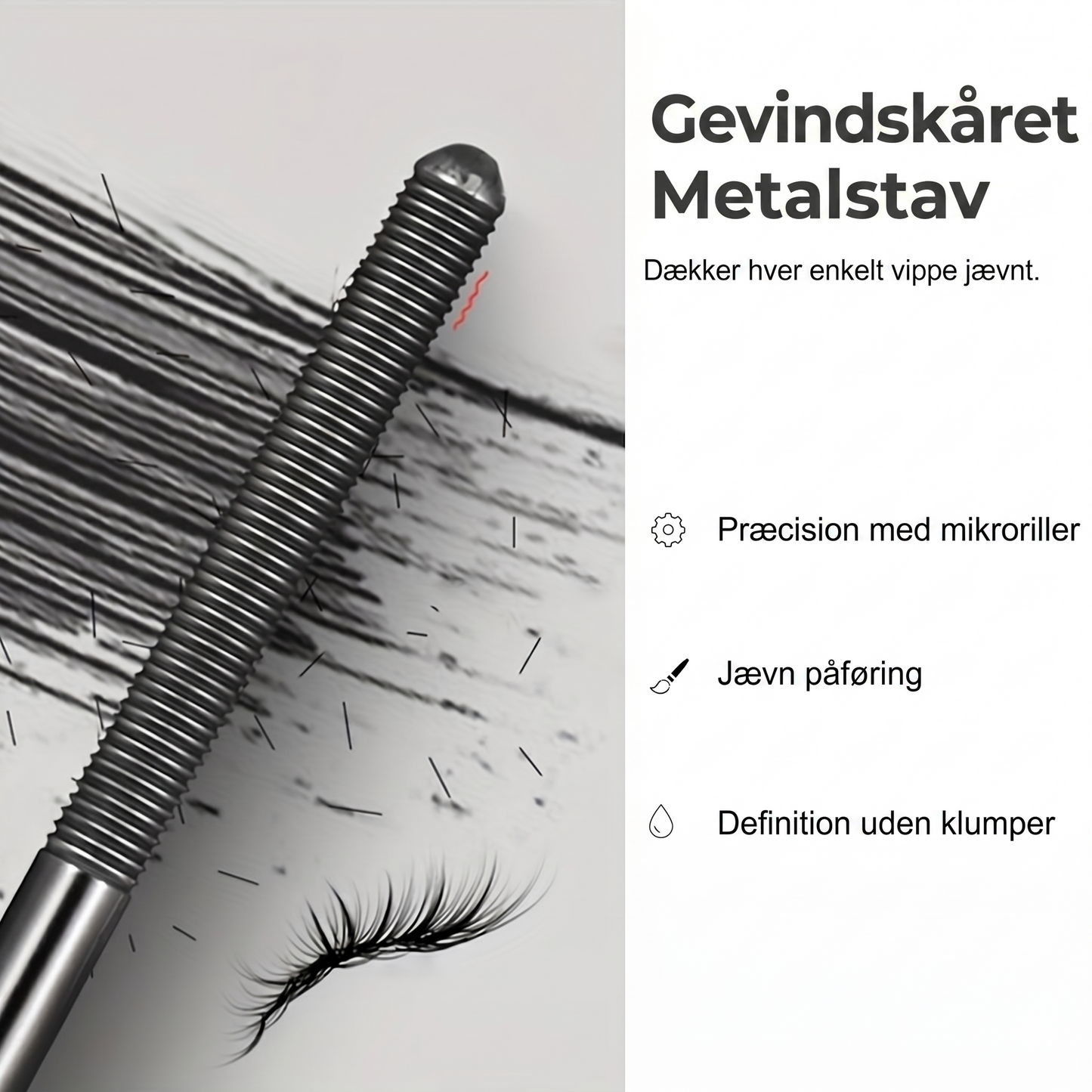 Vandfast Fibermascara med Metalbørste: Dramatisk Længde og 24-Timers Hold
