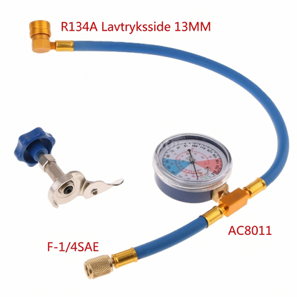Universel AC Påfyldningsslange med Manometer (R134A/R12/R22)