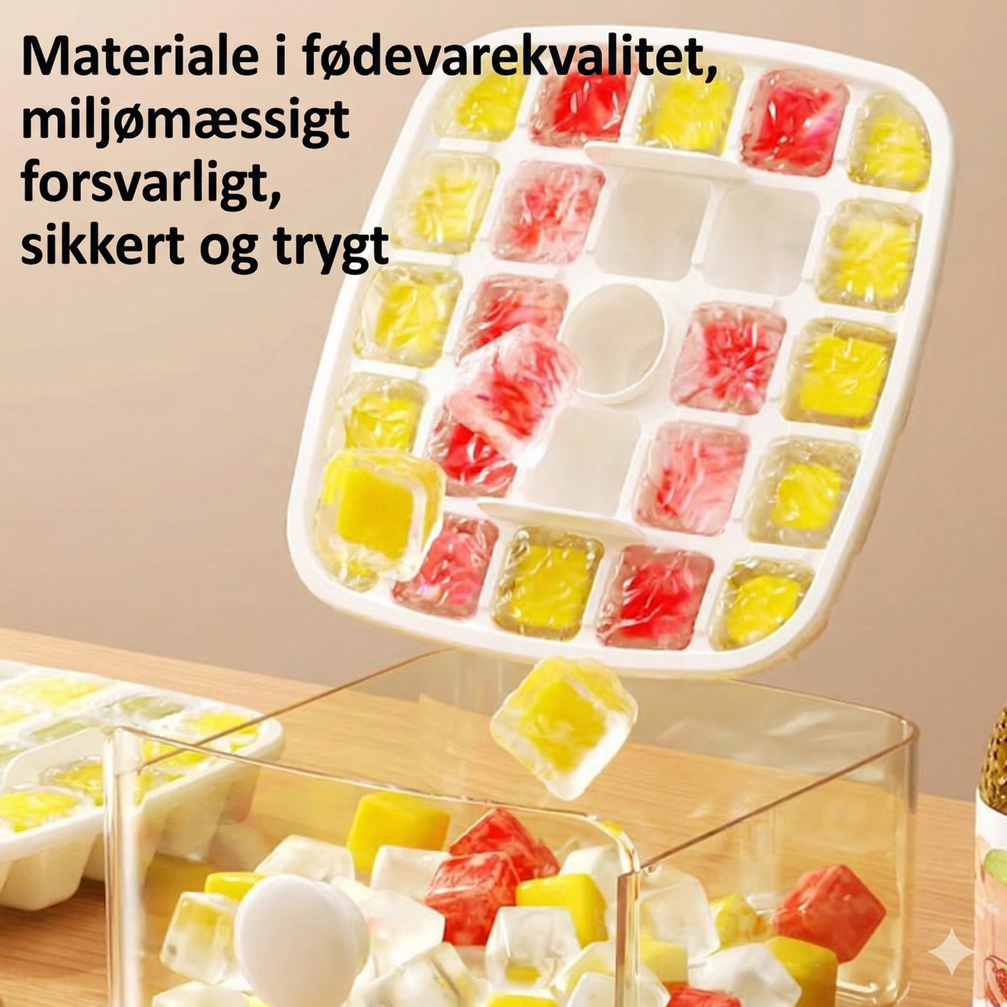 2-Lags Isterningebakke med Opbevaringsboks – Nem Frigivelse med Ét Tryk (48 stk.)