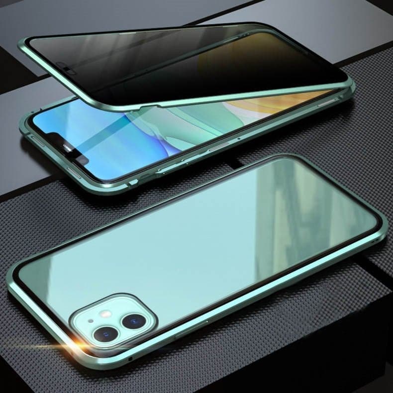 360° Privacy Mobilcover – Anti-Spy Hærdet Glas & Magnetisk Metalramme