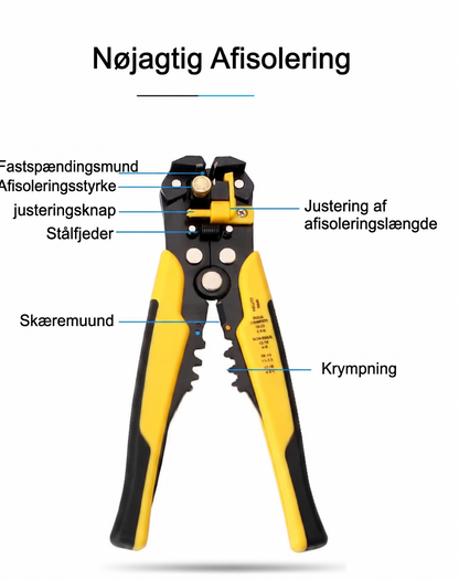 Automatisk 3-i-1 Afisoleringstang: Præcis Afisolering, Klip og Krympning