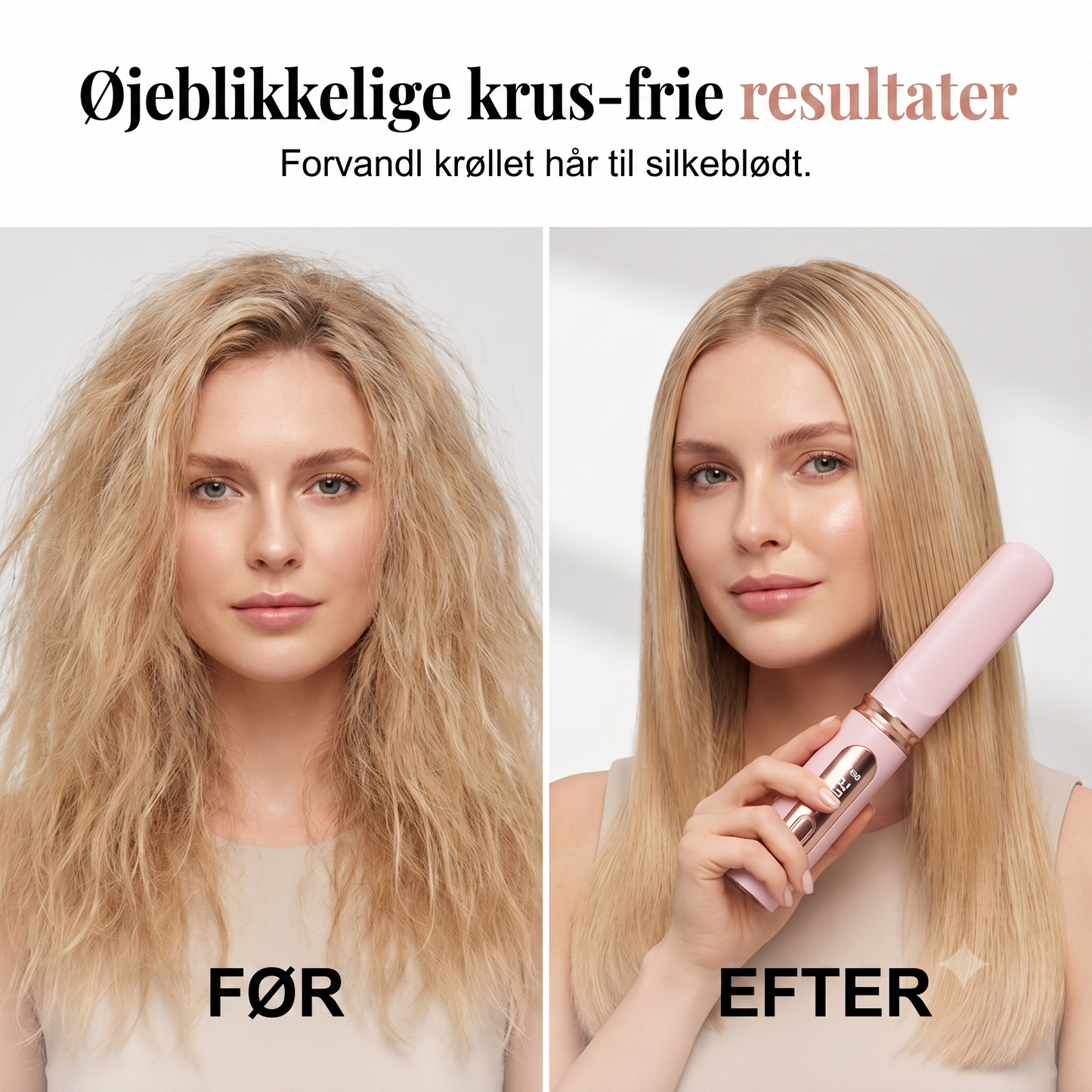 Genopladelig Trådløs Skoldningsfri Glattebørste med Digitalt Display