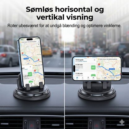 Stabil 360° Mobilholder til Bilen (Uden at Blokere Udsynet)