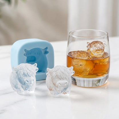 Mini Highland Cow isterningbakke – Sød 3D-is til drinks, fester og gaver