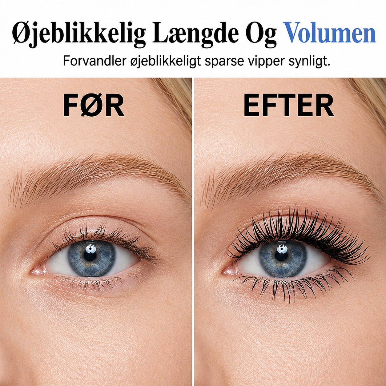 Vandfast Volumen-Mascara: Dramatisk Længde og Løft