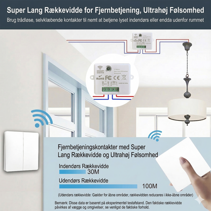 Trådløs Afbryder – 100% Batterifri & Nem Montering