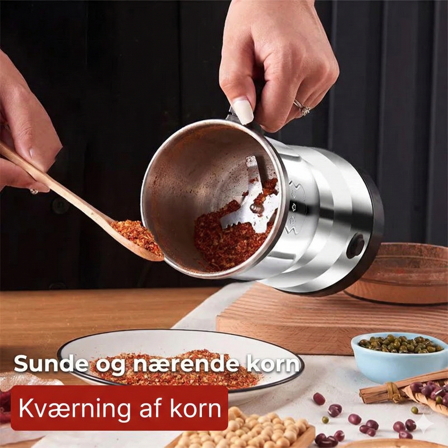 Multifunktionel Elektrisk Kværn – Til Kaffe, Nødder & Krydderier