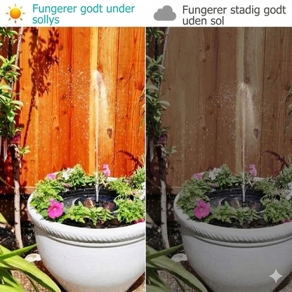 Soldrevet Vandfontæne – Trådløst Springvand med 6 Dyser