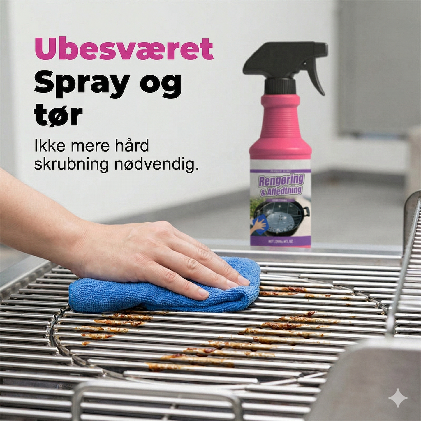 Kraftfuld Grillaffedter Spray – Fjerner Effektivt Fastbrændt Fedt og Snavs