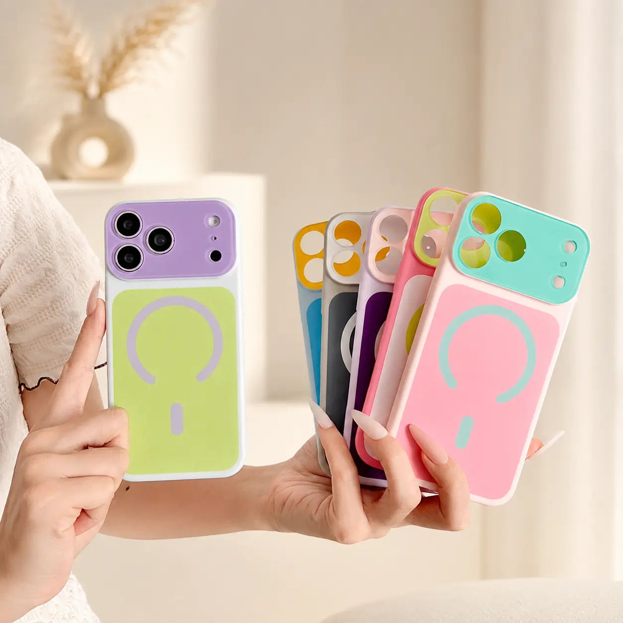 Moderne Dopamine Color Block Mobilcover – Ultratyndt mat PC-skal