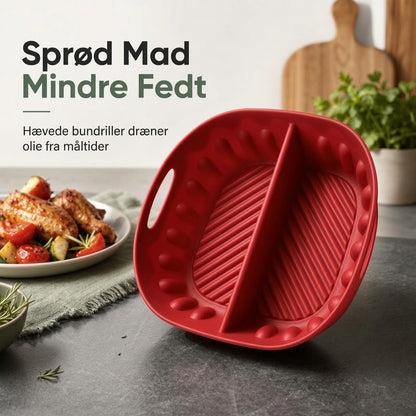 Genanvendelig Opdelt Silikoneindsats til Airfryer – Dual-Zone Design, Non-Stick Materiale & Fedtfattig Madlavning – Bevarer Original Smag og Gør Rengøring Let