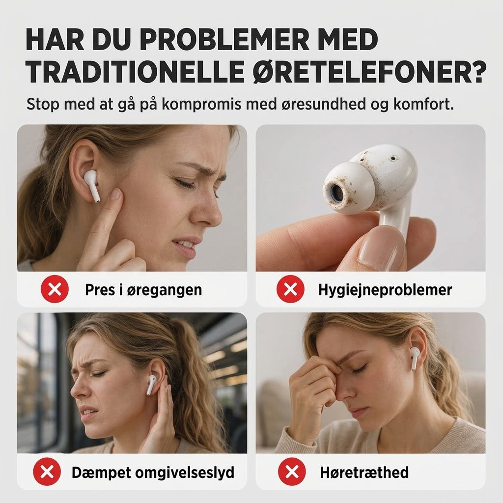 Åbne Bluetooth-øretelefoner med clip-on-design til trådløs lyd og komfort