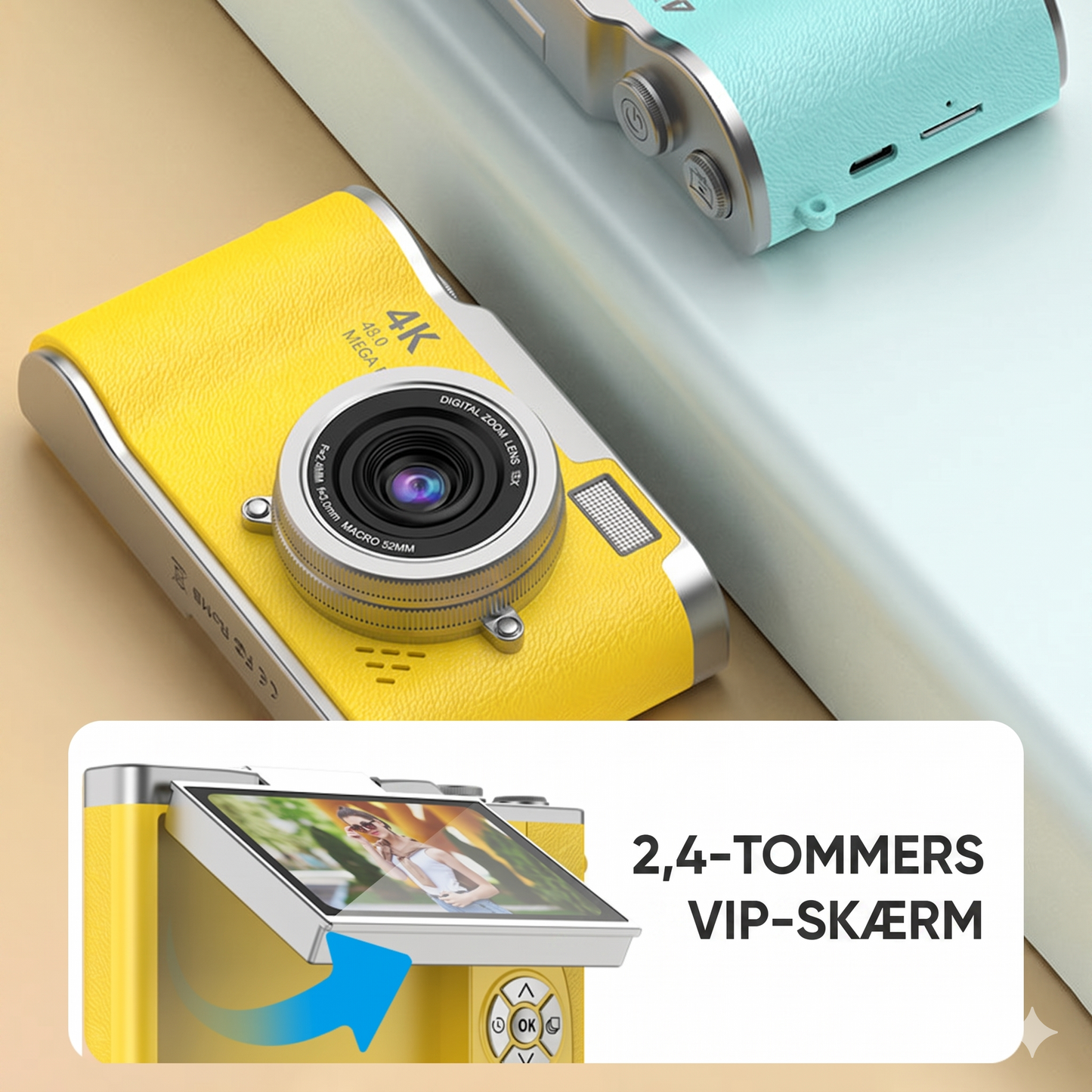 4K HD Digitalkamera med Flip-Skærm og Autofokus