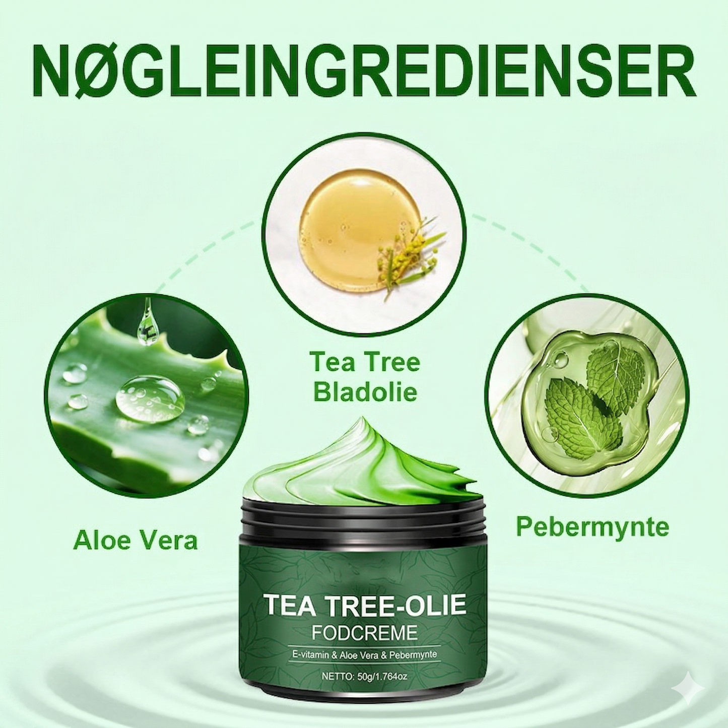Beroligende Fodcreme med Aloe Vera og Tea Tree Olie – Slip for Tørre, Ru Fødder og Revner