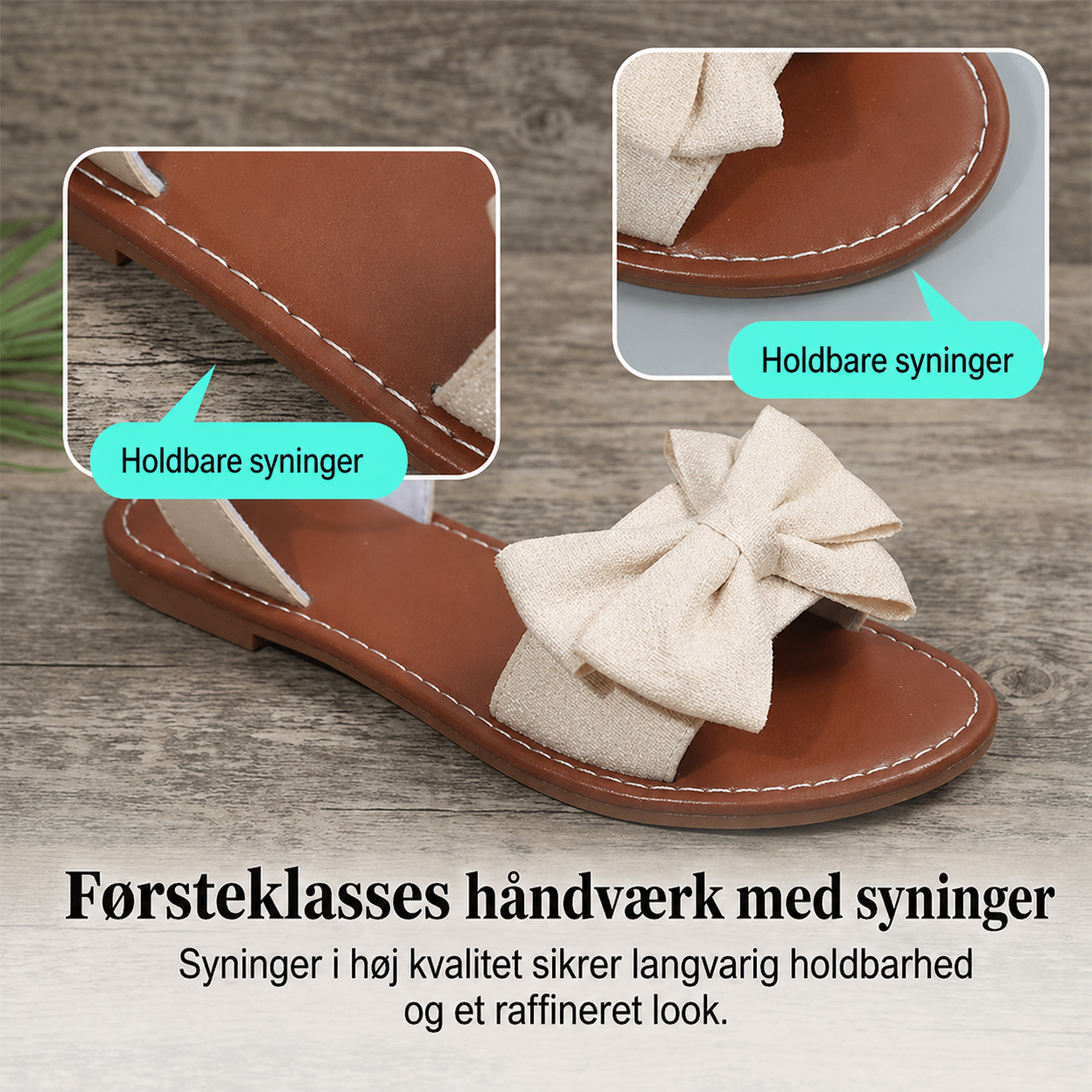 Elegante Roset-Sommersandaler: Flad Slip-On med Perledetalje